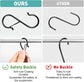40-Pack S-Shaped Hooks with Safety Buckle, Black Finish, for Hanging Bags, Kitchen Tools, Plants & Decor—Fits Rods up to 0.5 Inch Diameter—Easy Open/Close Design, Multi-Use Home Organization Tool (Black)