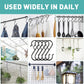 40-Pack S-Shaped Hooks with Safety Buckle, Black Finish, for Hanging Bags, Kitchen Tools, Plants & Decor—Fits Rods up to 0.5 Inch Diameter—Easy Open/Close Design, Multi-Use Home Organization Tool (Black)