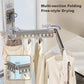 Wall-Mounted Folding Drying Rack with Windproof Holes & Retractable Rod for Balcony, Bathroom & Indoor Use (White)