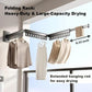 Wall-Mounted Folding Drying Rack with Windproof Holes & Retractable Rod for Balcony, Bathroom & Indoor Use (White)