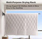Wall-Mounted Folding Drying Rack with Windproof Holes & Retractable Rod for Balcony, Bathroom & Indoor Use (White)