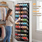 Over the Door Shoe Organizer with 20 Mesh Pockets, Heavy Duty Hanging Shoe Rack for 30 Pairs, Space Saving Closet Storage for Sneakers Boots (Black)