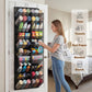 Over the Door Shoe Organizer with 20 Mesh Pockets, Heavy Duty Hanging Shoe Rack for 30 Pairs, Space Saving Closet Storage for Sneakers Boots (Black)