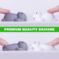 2 PCS Mini Cat Squishy Toy for Office & Classroom – Soft Silicone Stress Reliever to Calm Anxiety (Grey & White)