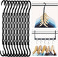 10-Pack Black Space-Saving Hanger Connectors—5-Slot Design for Vertical & Horizontal Use—Organize Shirts, Sweaters, Jackets—Compact Closet Organizer for Apartments, Dorms, Small Spaces (Black)