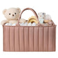 Large Baby Diaper Caddy Organizer – Stylish Storage Basket for Nursery, Changing Table & Travel – Portable Urn for Diapers, Wipes, Toys & Essentials (Pink)