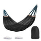 Outdoor Nylon Hammock with Tree Straps – Portable Mesh Hanging Bed for Camping, Beach, Garden, Lightweight & Durable Swing Chair (Black)