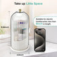 360° Rotating Makeup Brush Holder with Dustproof Cover, 3-Slot Vanity Organizer for Cosmetics & Toiletries, Birdcage Design for Bathroom & Desk (White)