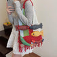 Boho Knit Tote Bag with 3D Fish Applique – Patchwork Shoulder Bag for Women, Beach, Travel & Daily Use – Soft Fringe Design (Red)