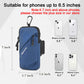 Universal Running Phone Arm Band – Waterproof, Dual Pocket, Adjustable Strap, Breathable Mesh, Fits Phones Up to 6.7 Inches, Crossbody & Waist Clip (Blue)