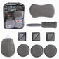 Multi-Use Car Cleaning Kit – 9-Piece Auto Detailing Set with Wash Mitt, Wheel Brush, Microfiber Cloths, Sponge, Applicator Pads, Storage Bag (Gray)