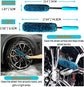 4-Piece Wheel Cleaning Brush Set with 2 Soft Wool Brushes, Detail Brush, Tire Brush, Bendable Neck, Anti-Slip Handle, Durable Synthetic Fibers, for Routine Car Care (Blue)