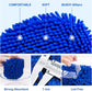 Telescopic Car Cleaning Mop with 4-Section Aluminum Pole, Rotating Microfiber Head, Anti-Slip Grip, Interchangeable Chenille Pads, Multi-Surface Use for Vehicles, Windows, Floors, and Ceilings (Blue)