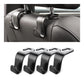 4-Pack Car Headrest Hooks – Heavy-Duty Seat Back Organizers for Handbags, Groceries, Coats & More, Universal Fit, No Tools Needed, Strong & Silent Design (Black)