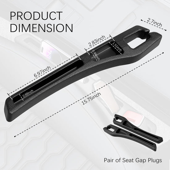 2-Pack Car Seat Gap Plugs – Dual-Function Gap Filler & Storage Organizer for Phones, Keys & Cards, Flexible EVA, Universal Fit, No Tools Needed (Black)