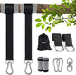 8ft Premium Polyester Swing Straps Set – 3000lb Load Rating, with Locking Carabiners & Tree Guards for Family Hammocks & Outdoor Play (Black)
