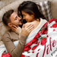 Romantic Rose Print Fleece Blanket for Wife, Soft Cozy Throw for Valentine’s Day Anniversary Christmas Gift, Warm Snuggle Blanket with Love Message (60”*80”)