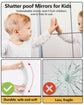 Shatterproof Acrylic Mirror Tiles – 4-Pack Wall Stickers for Kids, Home Gym, Bedroom & Bathroom, Easy Peel-and-Stick Decorative Mirrors with Double-Sided Tape (Silver,12" x 12")