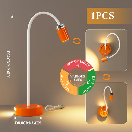 Rechargeable Motion Sensor Night Light – DIY Silicone Hose Lamp for Bedroom & Desk (Orange) | Other Colors Available in Store