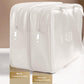 Large Capacity Travel Toiletry Bag with Dual Compartments, Waterproof PVC Cosmetic Organizer for Gym & Business Trips (White)