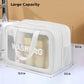Large Capacity Travel Toiletry Bag with Dual Compartments, Waterproof PVC Cosmetic Organizer for Gym & Business Trips (White)