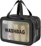 Large Capacity Travel Toiletry Bag with Dual Compartments, Waterproof PVC Cosmetic Organizer for Gym & Business Trips (Black)