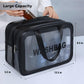 Large Capacity Travel Toiletry Bag with Dual Compartments, Waterproof PVC Cosmetic Organizer for Gym & Business Trips (Black)