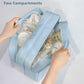 Large Capacity Travel Toiletry Bag with Dual Compartments, Waterproof PVC Cosmetic Organizer for Gym & Business Trips (Blue)