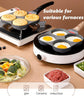 4-Cup Non-Stick Breakfast Pan with Wooden Handle & Silicone Indicator—Multi-Compartment Egg, Pancake, Burger Cooker—Compatible with Gas, Induction, Ceramic Stoves—Includes Spatula & Brush (Black)
