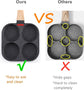 4-Cup Non-Stick Breakfast Pan with Wooden Handle & Silicone Indicator—Multi-Compartment Egg, Pancake, Burger Cooker—Compatible with Gas, Induction, Ceramic Stoves—Includes Spatula & Brush (Black)