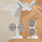Dual-Head Auto-Oscillating Desktop Fan for Office & Bedroom, USB Rechargeable Portable Cooling with LED Display (White)