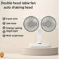 Dual-Head Auto-Oscillating Desktop Fan for Office & Bedroom, USB Rechargeable Portable Cooling with LED Display (White)
