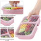 4-Pack Wheat Straw Bento Box Set with 3 Compartments for Meal Prep, Office & School Lunch, Microwave Safe (Pink Green Blue Beige)