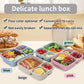 4-Pack Wheat Straw Bento Box Set with 3 Compartments for Meal Prep, Office & School Lunch, Microwave Safe (Pink Green Blue Beige)