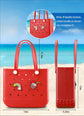 EVA Beach Tote Bag for Swimming, Pool & Travel – Waterproof Washable Rubber Handbag with 2 Random Charms, Lightweight & Sand-Resistant (Red)  | Other Colors Available in Store