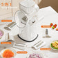 5-in-1 Hand Crank Rotary Vegetable Slicer & Grater with 10 Blades, Hidden Storage Box for Kitchen Food Prep (Green)