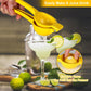 Manual Citrus Squeezer with Built-in Strainer, Non-Slip Handle & Grooved Press Head—For Lemons, Limes, Oranges—Easy Hand Juicing Tool for Cocktails, Dressings, Marinades—Includes Usage Guide (Yellow)