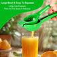 Manual Citrus Squeezer with Built-in Strainer, Non-Slip Handle & Grooved Press Head—For Lemons, Limes, Oranges—Easy Hand Juicing Tool for Cocktails, Dressings, Marinades—Includes Usage Guide (Green)