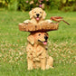 Resin Bird Bath Statue for Garden, Outdoor Decorative Bird Feeder & Water Fountain, Whimsical Yard Sculpture for Patio & Lawn(Raccoon)