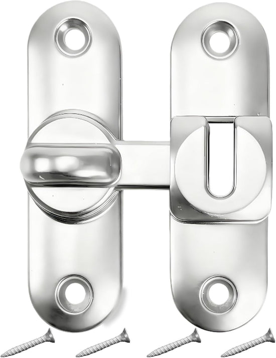 90/180 Degree Zinc Alloy Flip Lock for Barn & Sliding Doors – Heavy Duty Security Latch for Cabinets, Windows & Sheds (Silver)