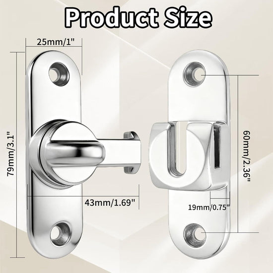 90/180 Degree Zinc Alloy Flip Lock for Barn & Sliding Doors – Heavy Duty Security Latch for Cabinets, Windows & Sheds (Silver)