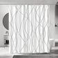 Modern Abstract Wavy Line Shower Curtain Set, Waterproof Fabric with Weighted Bottom & 12 Hooks, Hotel Style Bathroom Decor, Gradient Design for Contemporary Bathrooms (Grey)