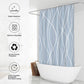 Modern Abstract Wavy Line Shower Curtain Set, Waterproof Fabric with Weighted Bottom & 12 Hooks, Hotel Style Bathroom Decor, Gradient Design for Contemporary Bathrooms (Blue)