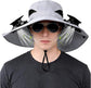 Solar-Powered Dual-Fan Sun Hat – UPF 50+ Wide-Brim Outdoor Hat with 2 USB/Solar Rechargeable Fans, Adjustable Strap, Breathable Mesh, for Fishing, Hiking, Beach & Gardening; Unisex Cooling Cap with 800mAh Battery (Grey)