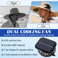 Solar-Powered Dual-Fan Sun Hat – UPF 50+ Wide-Brim Outdoor Hat with 2 USB/Solar Rechargeable Fans, Adjustable Strap, Breathable Mesh, for Fishing, Hiking, Beach & Gardening; Unisex Cooling Cap with 800mAh Battery (Khaki)