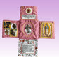 Mini Handcrafted Catholic Pocket Shrine – Foldable Prayer Altar with Silver Cross, Religious Art & Embroidered Prayers, Portable Faith Companion, 6.5 x 5.5 Inches (Red)