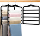 3-Pack Black 5-Tier Velvet Pants Hangers—Swivel Hook, Multi-Use for Pants, Scarves, Towels & Ties—Space-Efficient Closet Organizer for Apartments, Dorms, Small Spaces (Black)