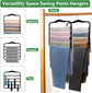 3-Pack Black 5-Tier Velvet Pants Hangers—Swivel Hook, Multi-Use for Pants, Scarves, Towels & Ties—Space-Efficient Closet Organizer for Apartments, Dorms, Small Spaces (Black)