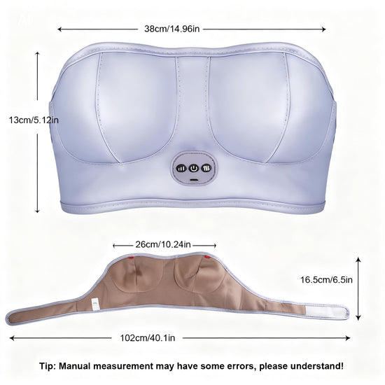 3-in-1 Rechargeable Breast Massager with Heat & Vibration – Wireless USB Charging, Adjustable Strap, Comfortable Wear for Daily Relaxation and Postpartum Care (Purple)