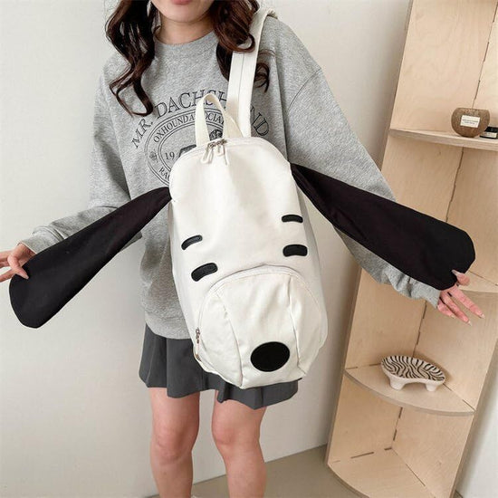 Cute Dog Face Backpack for Kids & Teens – White Cartoon Animal School Bag with Long Ears, Large Capacity Daypack for Girls and Boys (White)